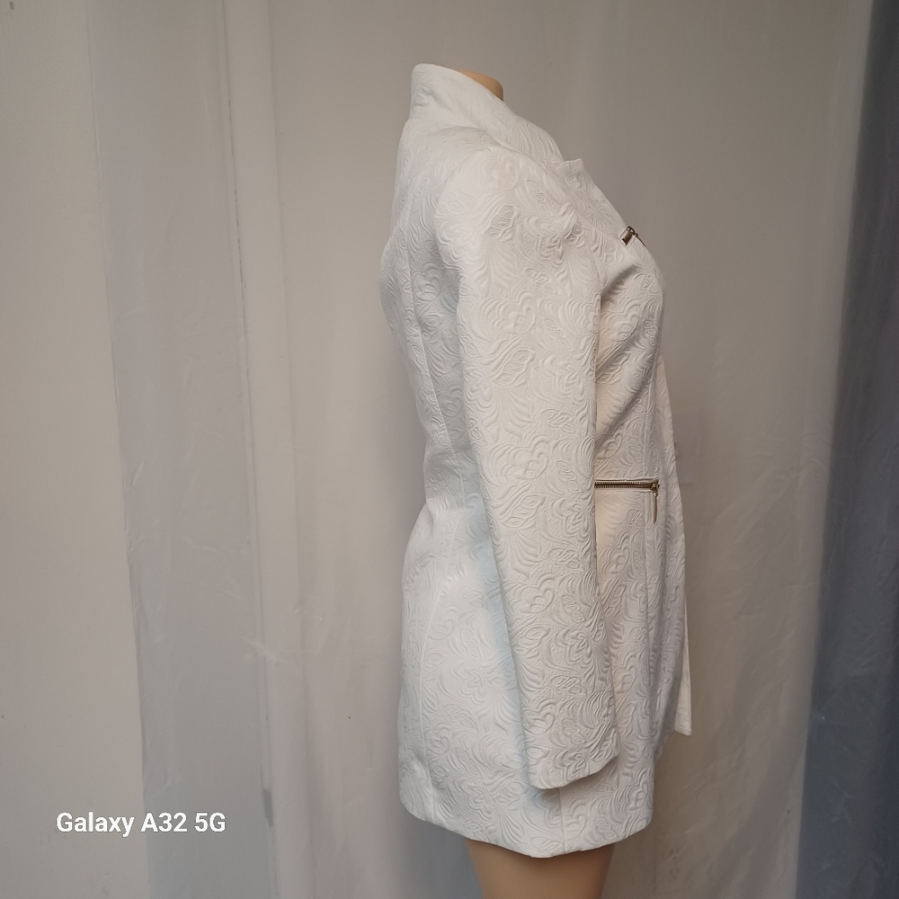 LG Lena Gabrille Ivory Jacquard Long Elegant White Women's SZ 4 Style Jacker Bla - Picture 6 of 15